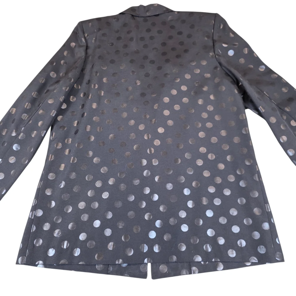 VINTAGE LAWRENCE 90s Polka Dot Blazer | L | Black | Retro Tailored Jacket - Picture 10 of 14
